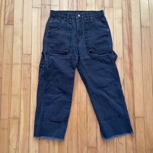 Dickies Black Carpenter Pants Workwear Utility Raw Hem Size 30x30